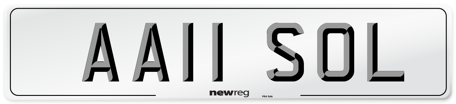 AA11 SOL Number Plate from New Reg